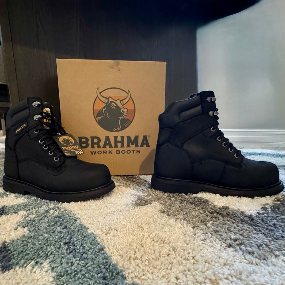 Brahma Iron Tough II Men’s 8W Steel Toe Leather Work Boots NWT